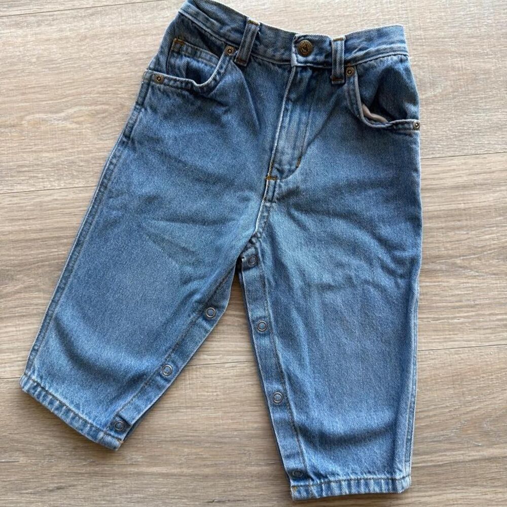 Arizona Vintage 90's Denim Blue Jeans Baby18 Months Snap Crotch Cottage Retro